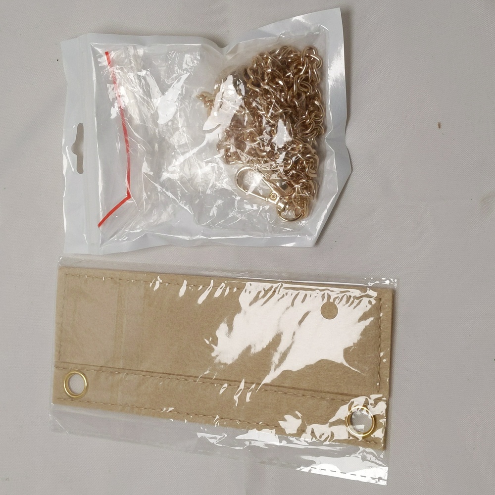 NWOT Unbranded Long wallet Beige insert and gold adjustable purse chain